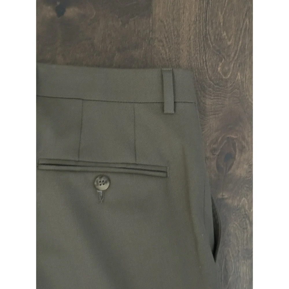 Joseph & Feiss Gold Men Brown Dress Pants Flat Front Classic Fit 100% Wool 35X28